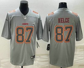 Wholesale Cheap Men\'s Kansas City Chiefs #87 Travis Kelce Gray Atmosphere Fashion Stitched Jersey