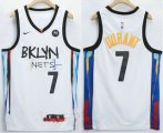 Wholesale Cheap Men's Brooklyn Nets #7 Kevin Durant NEW White 2021 City Edition Swingman Stitched NBA Jersey With The NEW Sponsor Logo