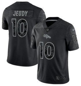 Wholesale Cheap Men\'s Denver Broncos #10 Jerry Jeudy Black Reflective Limited Stitched Football Jersey