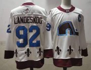 Wholesale Cheap Men's Colorado Avalanche #92 Gabriel Landeskog White 2021 Retro Stitched NHL Jersey