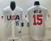 Wholesale Cheap Men's USA Baseball #15 Bobby Witt Jr Number 2023 White World Baseball Classic Replica Stitched Jerseys