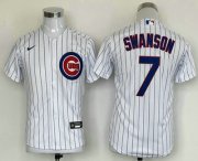 Wholesale Cheap Youth Chicago Cubs #7 Dansby Swanson White Stitched MLB Cool Base Nike Jersey