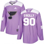 Wholesale Cheap Adidas Blues #90 Ryan O'Reilly Purple Authentic Fights Cancer Stitched Youth NHL Jersey