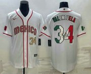 Wholesale Cheap Men's Mexico Baseball #34 Fernando Valenzuela Number 2023 White World Classic Stitched Jerseys