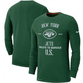 Wholesale Cheap Men\'s New York Jets Nike Green 2019 Salute to Service Sideline Performance Long Sleeve Shirt