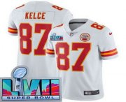 Wholesale Cheap Youth Kansas City Chiefs #87 Travis Kelce Limited White Super Bowl LVII Vapor Jersey