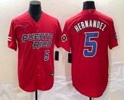 Wholesale Cheap Men's Puerto Rico Baseball #5 Enrique Hernandez Number 2023 Red World Classic Stitched Jersey