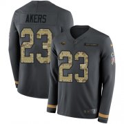 Wholesale Cheap Nike Rams #23 Cam Akers Anthracite Salute to Service Men's Stitched NFL Limited Therma Long Sleeve Jersey