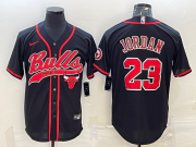 Wholesale Cheap Men's Chicago Bulls #23 Michael Jordan Black With Patch Cool Base Stitched Baseball Jersey