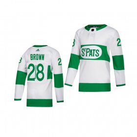 Wholesale Cheap Adidas Maple Leafs #28 Connor Brown White 2019 St. Patrick\'s Day Authentic Player Stitched Youth NHL Jersey