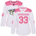 Wholesale Cheap Adidas Predators #33 Viktor Arvidsson White/Pink Authentic Fashion Women's Stitched NHL Jersey