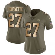 Wholesale Cheap Nike Jaguars #27 Leonard Fournette Olive/Gold Women's Stitched NFL Limited 2017 Salute to Service Jersey