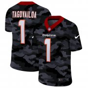 Cheap Miami Dolphins #1 Tua Tagovailoa Men's Nike 2020 Black CAMO Vapor Untouchable Limited Stitched NFL Jersey