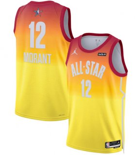 Wholesale Cheap Men\'s 2023 All-Star #12 Ja Morant Orange Game Swingman Stitched Basketball Jersey