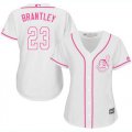 Wholesale Cheap Indians #23 Michael Brantley White/Pink Fashion Women's Stitched MLB Jersey