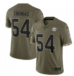 Wholesale Cheap Men\'s Miami Dolphins #54 Zach Thomas 2022 Olive Salute To Service Limited Stitched Jersey