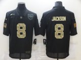Wholesale Cheap Men's Baltimore Ravens #8 Lamar Jackson Black Camo 2020 Salute To Service Stitched NFL Nike Limited Jersey