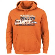 Wholesale Cheap Men's Denver Broncos Majestic Orange 2015 AFC West Division Champions Pullover Hoodie