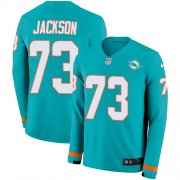 Wholesale Cheap Nike Dolphins #73 Austin Jackson Aqua Green Team Color Men's Stitched NFL Limited Therma Long Sleeve Jersey