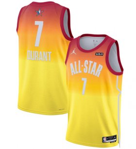Wholesale Cheap Men\'s 2023 All-Star #7 Kevin Durant Orange Game Swingman Stitched Basketball Jersey