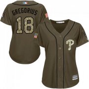 Wholesale Cheap Phillies #18 Didi Gregorius Green Salute to Service Women's Stitched MLB Jersey