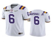 Wholesale Cheap Men's LSU Tigers #6 Terrace Marshall Jr. White 2020 National Championship Game Jersey