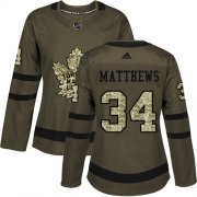 Wholesale Cheap Adidas Maple Leafs #34 Auston Matthews Green Salute to Service Women's Stitched NHL Jersey