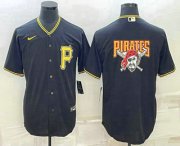 Wholesale Cheap Men's Pittsburgh Pirates Big Logo Black Stitched MLB Cool Base Nike Jersey