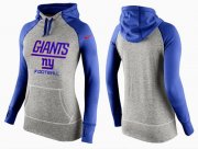 Wholesale Cheap Women's Nike New York Giants Performance Hoodie Grey & Blue_1