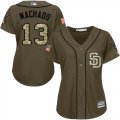 Wholesale Cheap Padres #13 Manny Machado Green Salute to Service Women's Stitched MLB Jersey