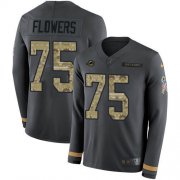 Wholesale Cheap Nike Dolphins #75 Ereck Flowers Anthracite Salute to Service Men's Stitched NFL Limited Therma Long Sleeve Jersey
