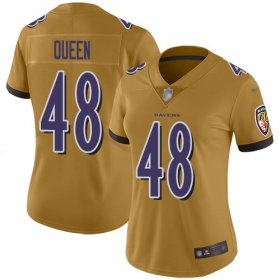 Wholesale Cheap Nike Ravens #48 Patrick Queen Gold Women\'s Stitched NFL Limited Inverted Legend Jersey