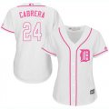 Wholesale Cheap Tigers #24 Miguel Cabrera White/Pink Fashion Women's Stitched MLB Jersey