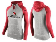 Wholesale Cheap Women's Nike Arizona Cardinals Performance Hoodie Grey & Red_2