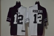 Wholesale Cheap Men's Green Bay Packers #12 Aaron Rodgers Black White Peaceful Coexisting 2020 Vapor Untouchable Stitched NFL Nike Limited Jersey