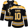 Wholesale Cheap Adidas Bruins #10 Anders Bjork Black Home Authentic Women's Stitched NHL Jersey