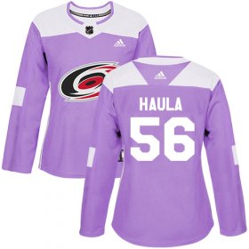Wholesale Cheap Adidas Hurricanes #56 Erik Haula Purple Authentic Fights Cancer Women\'s Stitched NHL Jersey