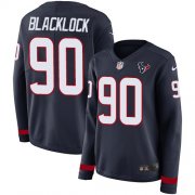 Wholesale Cheap Nike Texans #90 Ross Blacklock Navy Blue Team Color Women's Stitched NFL Limited Therma Long Sleeve Jersey