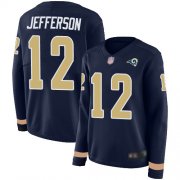 Wholesale Cheap Nike Rams #12 Van Jefferson Navy Blue Team Color Women's Stitched NFL Limited Therma Long Sleeve Jersey