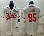 Wholesale Cheap Men's Kansas City Chiefs #95 Chris Jones White With Super Bowl LVII Patch Cool Base Stitched Baseball Jersey