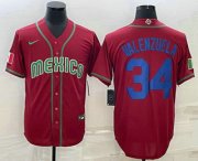 Wholesale Cheap Mens Mexico Baseball #34 Fernando Valenzuela 2023 Red Blue World Baseball Classic Stitched Jersey