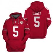 Wholesale Cheap Men's San Francisco 49ers #5 Trey Lance 2021 75th Anniversary Alternate Pullover Hoodie