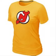 Wholesale Cheap Women's NHL New Jersey Devils Big & Tall Logo T-Shirt Yellow