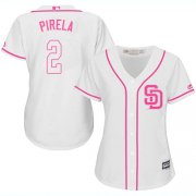 Wholesale Cheap Padres #2 Jose Pirela White/Pink Fashion Women's Stitched MLB Jersey