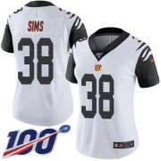 Wholesale Cheap Nike Bengals #38 LeShaun Sims White Women's Stitched NFL Limited Rush 100th Season Jersey