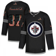 Wholesale Cheap Winnipeg Jets #37 Connor Hellebuyck Adidas Men's Black USA Flag Limited NHL Jersey