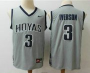 Wholesale Cheap Men's Georgetown Hoyas #3 Allen Iverson Gray College Basketball Nike Jersey