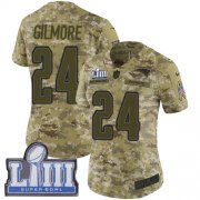Wholesale Cheap Nike Patriots #24 Stephon Gilmore Camo Super Bowl LIII Bound Women's Stitched NFL Limited 2018 Salute to Service Jersey