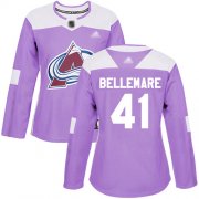 Wholesale Cheap Adidas Avalanche #41 Pierre-Edouard Bellemare Purple Authentic Fights Cancer Women's Stitched NHL Jersey