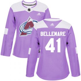 Wholesale Cheap Adidas Avalanche #41 Pierre-Edouard Bellemare Purple Authentic Fights Cancer Women\'s Stitched NHL Jersey